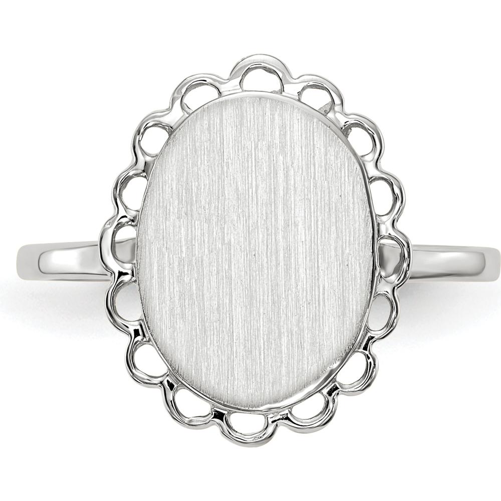 14K White Gold Open Back Signet Ring with Polished & Brushed Satin Finish by 0