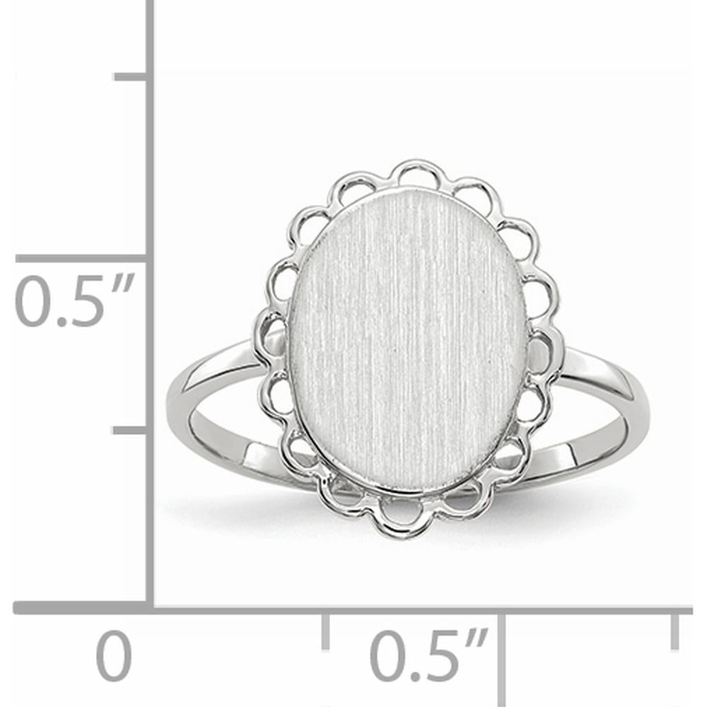 14K White Gold Open Back Signet Ring with Polished & Brushed Satin Finish by 0
