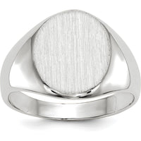 14K White Gold Open Back Signet Ring with Polished Satin Finish - Customizable Engravable Design by 0