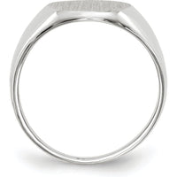 14K White Gold Open Back Signet Ring with Polished Satin Finish - Customizable Engravable Design by 0
