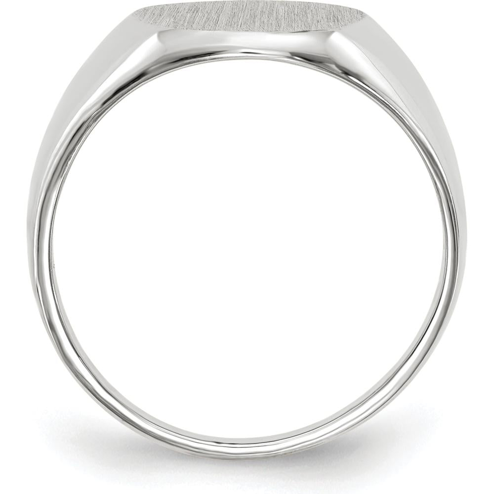 14K White Gold Open Back Signet Ring with Polished Satin Finish - Customizable Engravable Design by 0