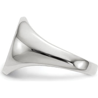 14K White Gold Open Back Signet Ring with Polished Satin Finish - Customizable Engravable Design by 0