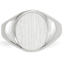 14K White Gold Open Back Signet Ring with Polished Satin Finish - Customizable Engravable Design by 0