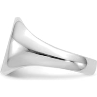 14K White Gold Open Back Signet Ring with Satin and Brushed Finish - Engravable 11.0x13.0mm Top by 0