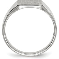 14K White Gold Open Back Signet Ring with Satin & Brushed Finish - Engravable, 8.5x9.5mm by 0
