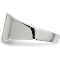 14K White Gold Open Back Signet Ring with Satin & Brushed Finish - Engravable, 8.5x9.5mm by 0