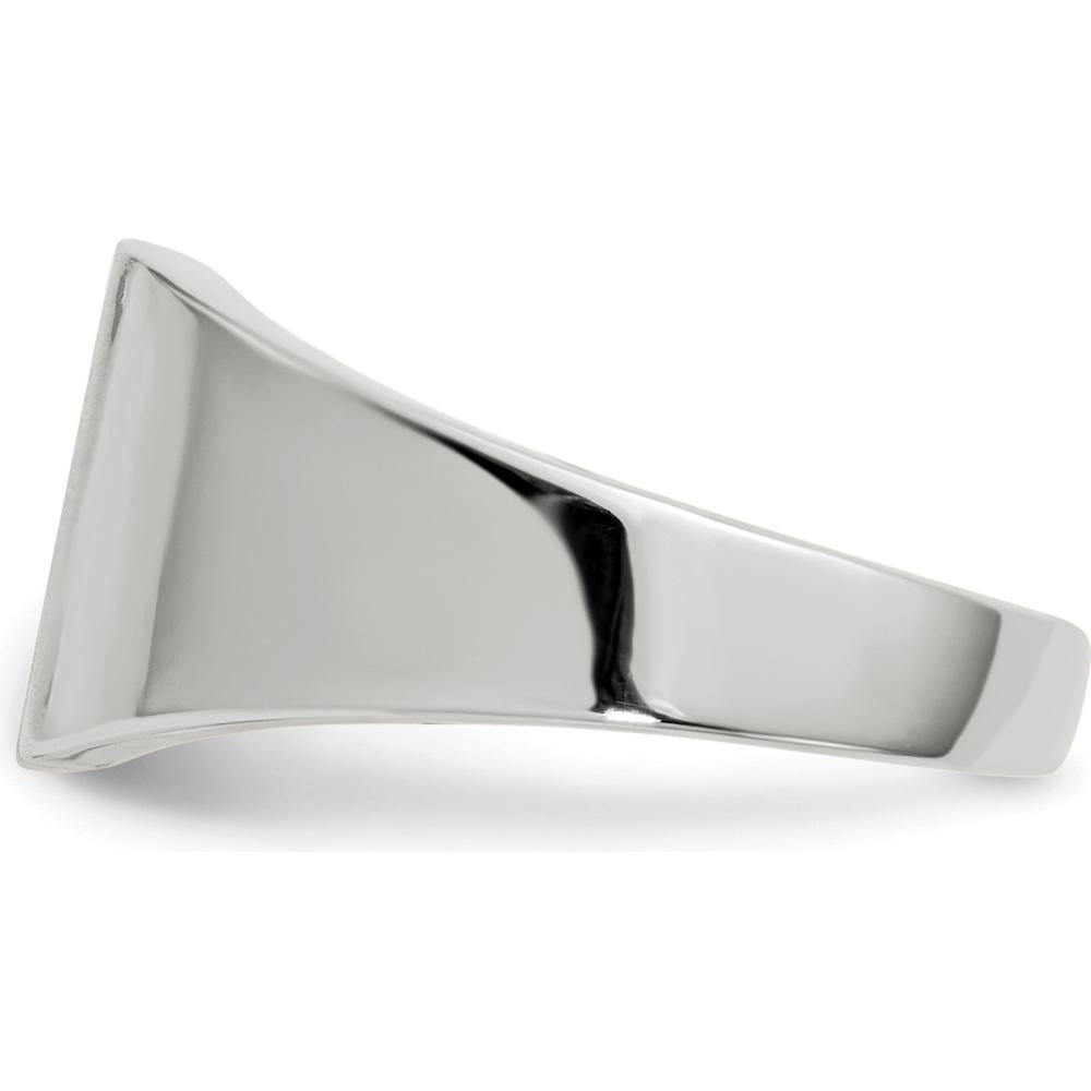 14K White Gold Open Back Signet Ring with Satin & Brushed Finish - Engravable, 8.5x9.5mm by 0