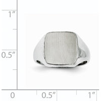 14K White Gold Open Back Signet Ring with Satin & Brushed Finish - Engravable, 8.5x9.5mm by 0