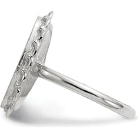 14K White Gold Open Back Signet Ring with Satin Finish and Engravable Oval Top - Women's Jewelry by 0