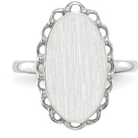 14K White Gold Open Back Signet Ring with Satin Finish and Engravable Oval Top - Women's Jewelry by 0