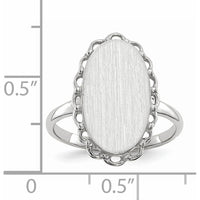 14K White Gold Open Back Signet Ring with Satin Finish and Engravable Oval Top - Women's Jewelry by 0