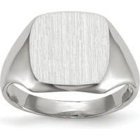 14K White Gold Open Back Signet Ring with Satin Finish and Tapered Band by 0
