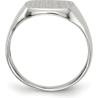 14K White Gold Open Back Signet Ring with Satin Finish and Tapered Band by 0