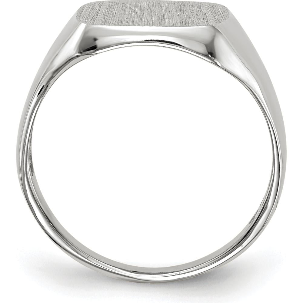 14K White Gold Open Back Signet Ring with Satin Finish and Tapered Band by 0