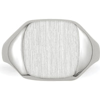 14K White Gold Open Back Signet Ring with Satin Finish and Tapered Band by 0