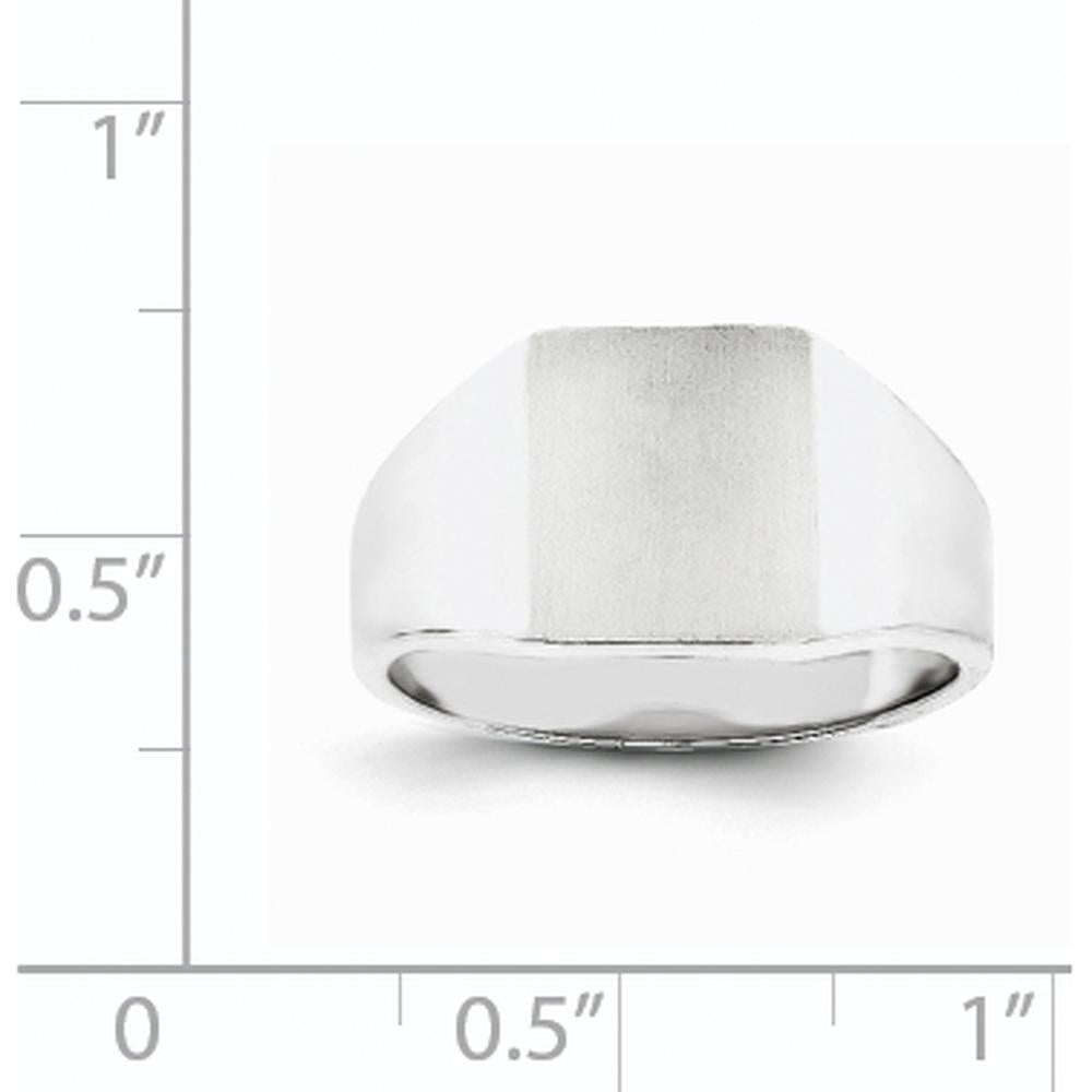 14K White Gold Open Back Signet Ring with Satin Finish and Tapered Band by 0