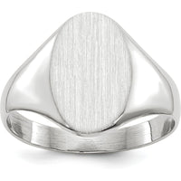14K White Gold Open Back Signet Ring with Satin Texture and Polished Finish by 0