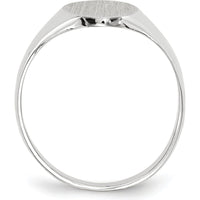 14K White Gold Open Back Signet Ring with Satin Texture and Polished Finish by 0