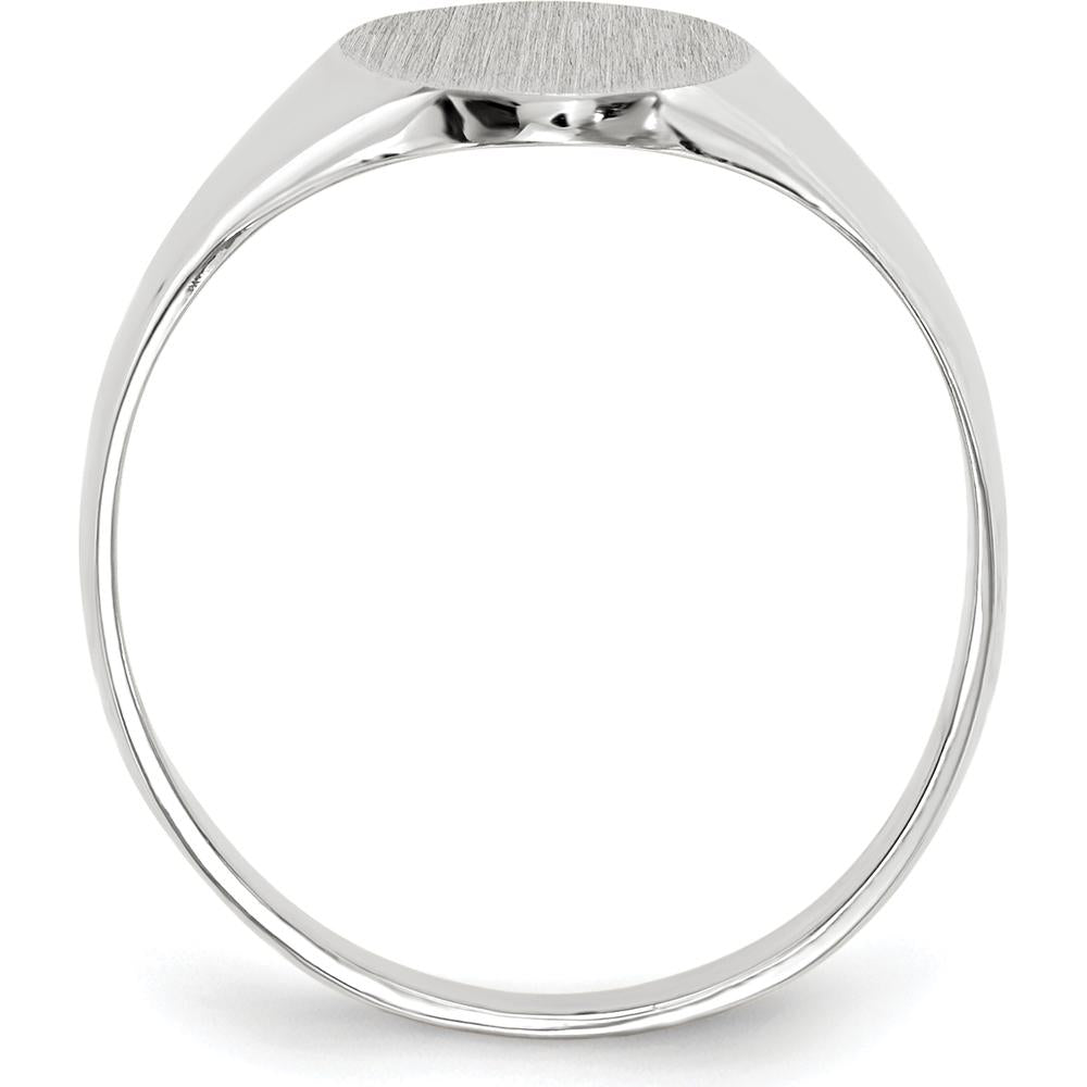 14K White Gold Open Back Signet Ring with Satin Texture and Polished Finish by 0