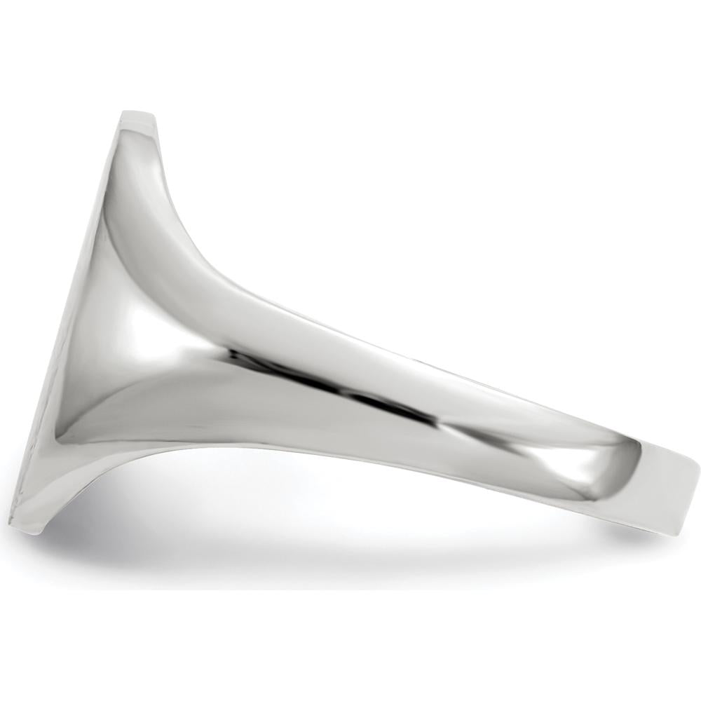 14K White Gold Open Back Signet Ring with Satin Texture and Polished Finish by 0