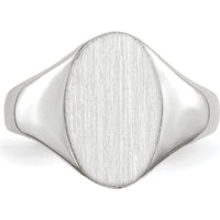 14K White Gold Open Back Signet Ring with Satin Texture and Polished Finish by 0