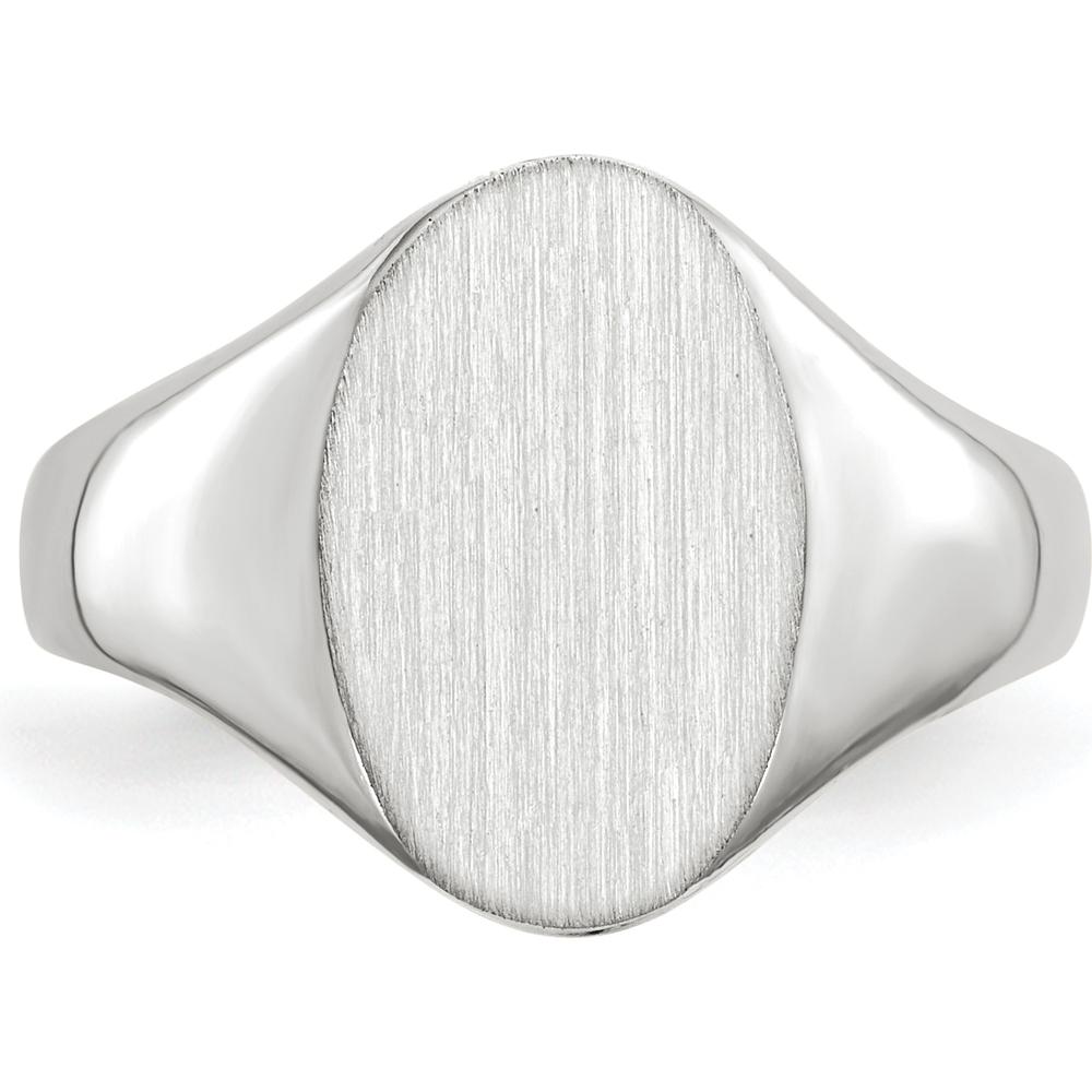 14K White Gold Open Back Signet Ring with Satin Texture and Polished Finish by 0