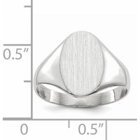 14K White Gold Open Back Signet Ring with Satin Texture and Polished Finish by 0