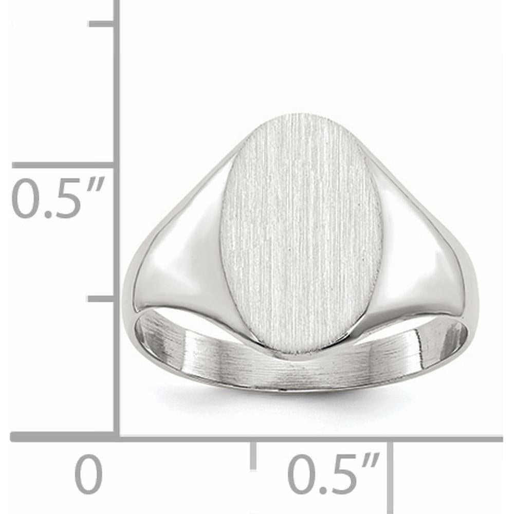 14K White Gold Open Back Signet Ring with Satin Texture and Polished Finish by 0