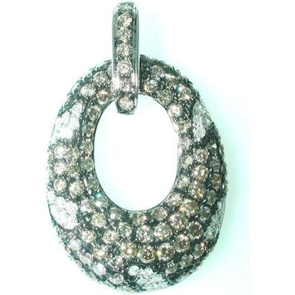 14K White Gold Open Circle Pendant with Pavé-Set Round Diamonds - 1.57 Carat Total Diamond Weight by Auriventus