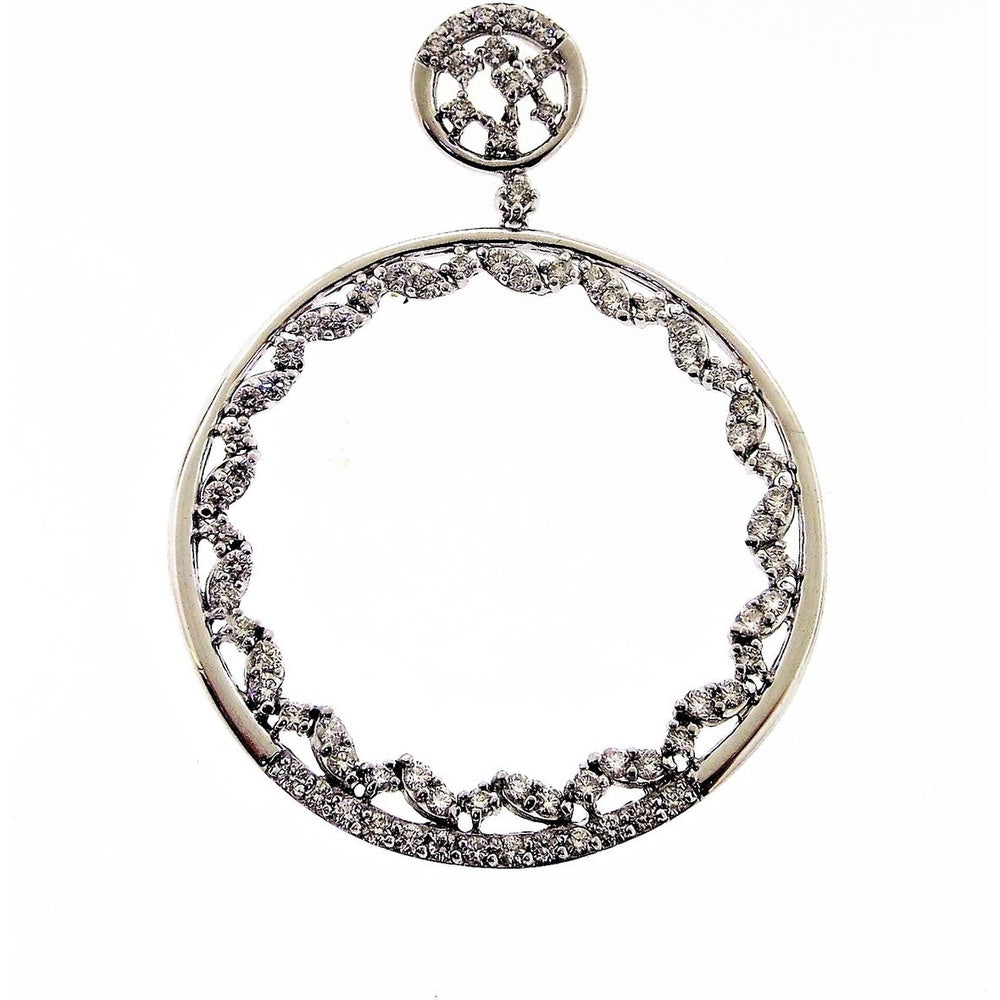 14K White Gold Open Circle Pendant with Pavé-Set Round Diamonds - 1.89 Carat Total Diamond Weight by Auriventus