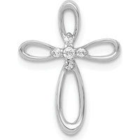 14K White Gold Open Cross Pendant with Round Natural Diamonds - 1/20 Carat Total Diamond Weight by Monteluci Fine Jewelry