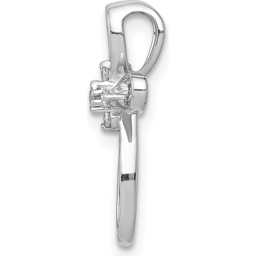 14K White Gold Open Cross Pendant with Round Natural Diamonds - 1/20 Carat Total Diamond Weight by Monteluci Fine Jewelry