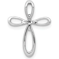 14K White Gold Open Cross Pendant with Round Natural Diamonds - 1/20 Carat Total Diamond Weight by Monteluci Fine Jewelry