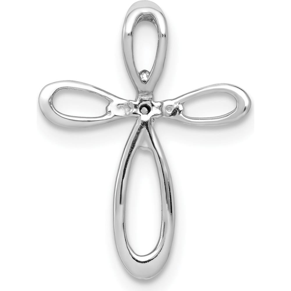 14K White Gold Open Cross Pendant with Round Natural Diamonds - 1/20 Carat Total Diamond Weight by Monteluci Fine Jewelry