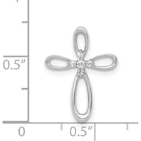 14K White Gold Open Cross Pendant with Round Natural Diamonds - 1/20 Carat Total Diamond Weight by Monteluci Fine Jewelry