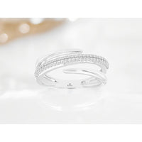 14K White Gold Open Crossover Wedding Band with Round Diamonds - 0.28 Carat Total Diamond Weight - Royal Jewelry