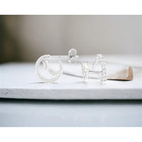 14K White Gold Open Cuff Earrings with Baguette and Round Diamonds - 0.37 Carat Total Diamond Weight - Royal Jewelry
