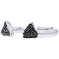 14K White Gold Open Cuff Ring with Pavé Black Diamonds - 0.10 Carats Total Diamond Weight