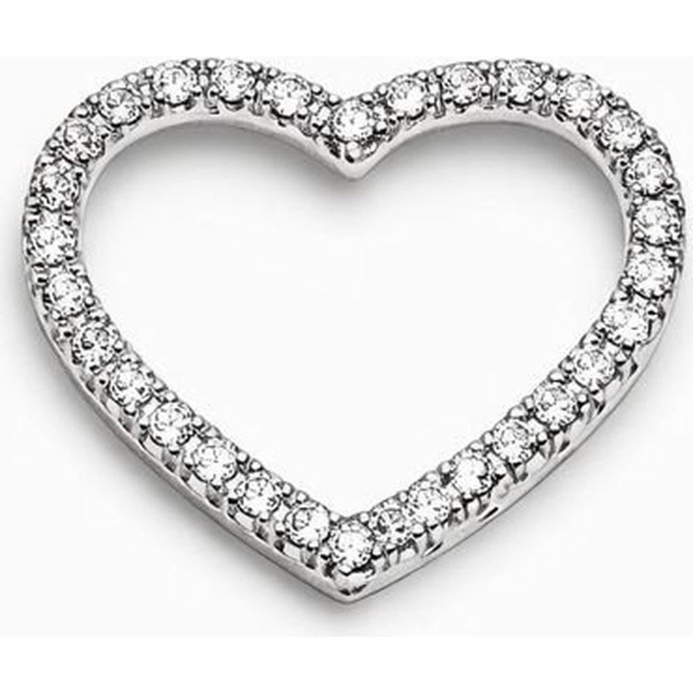 14K White Gold Open Heart Pendant with Round Brilliant Cut Diamonds - 0.29 Carat Total Diamond Weight by Auriventus