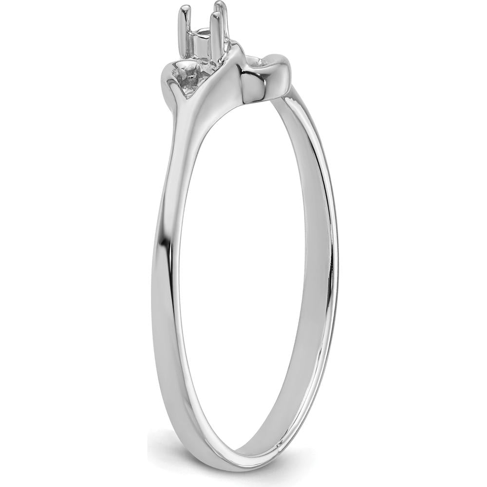 14K White Gold Open Heart Ring Mounting with Rhodium Finish by Oro Pregiato