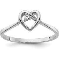 14K White Gold Open Heart Ring with 0.02 Carat Diamond Accent by Oro Pregiato