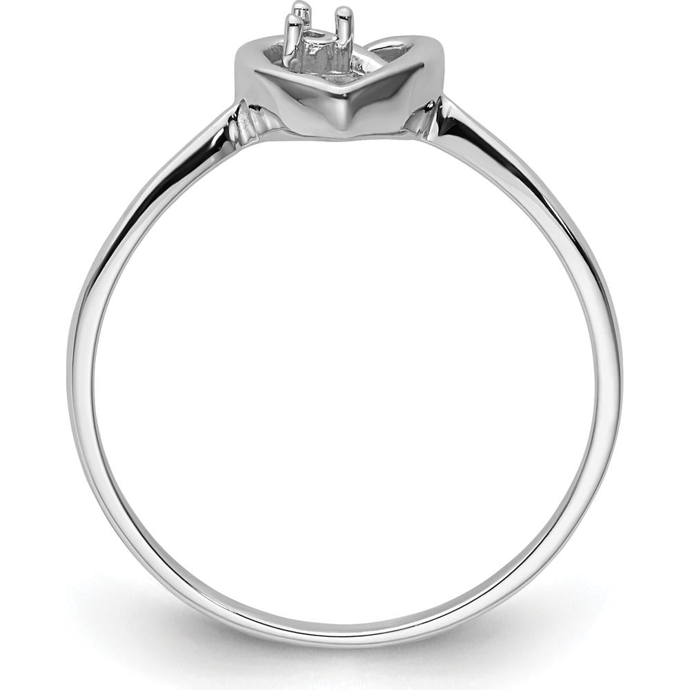 14K White Gold Open Heart Ring with 0.02 Carat Diamond Accent by Oro Pregiato