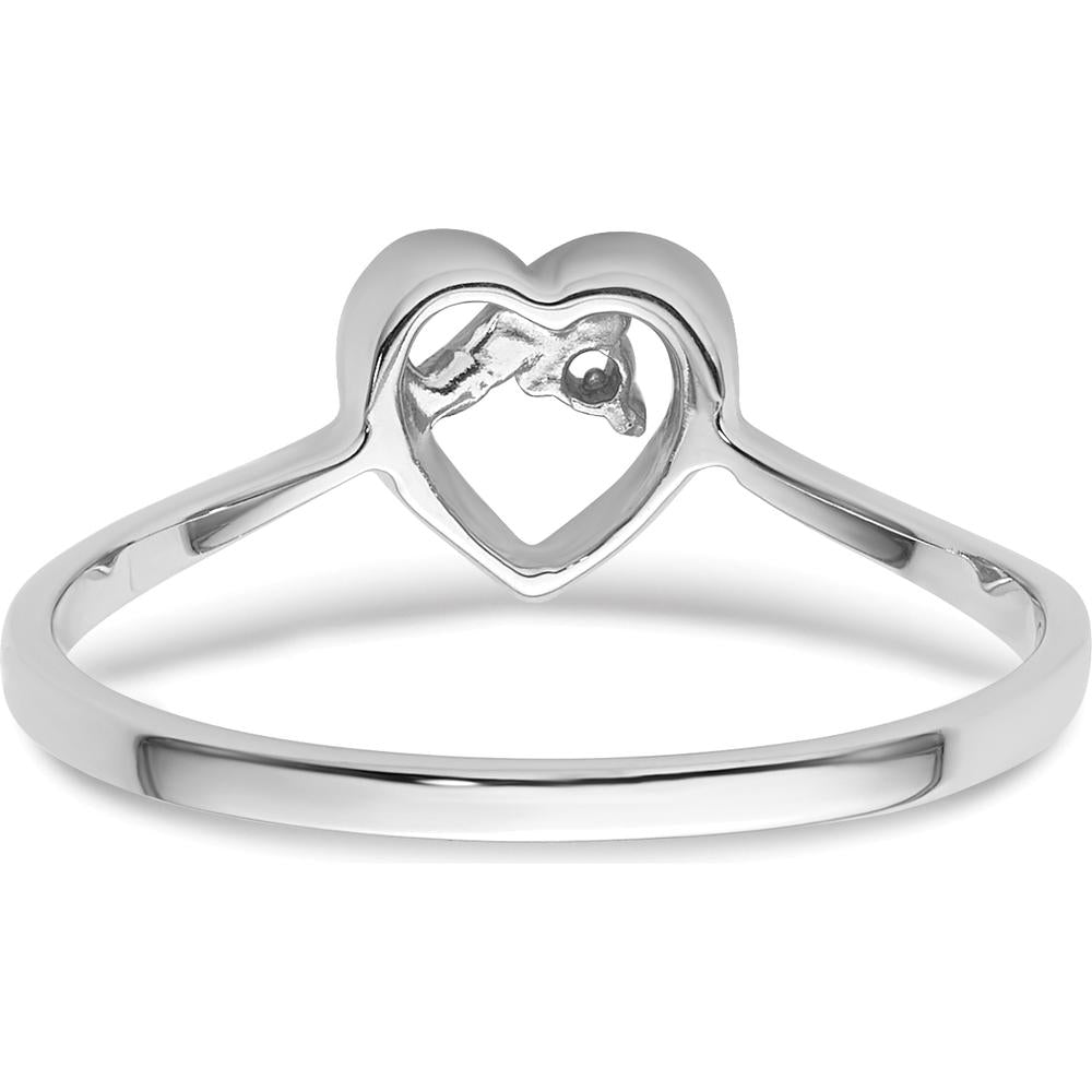 14K White Gold Open Heart Ring with 0.02 Carat Diamond Accent by Oro Pregiato