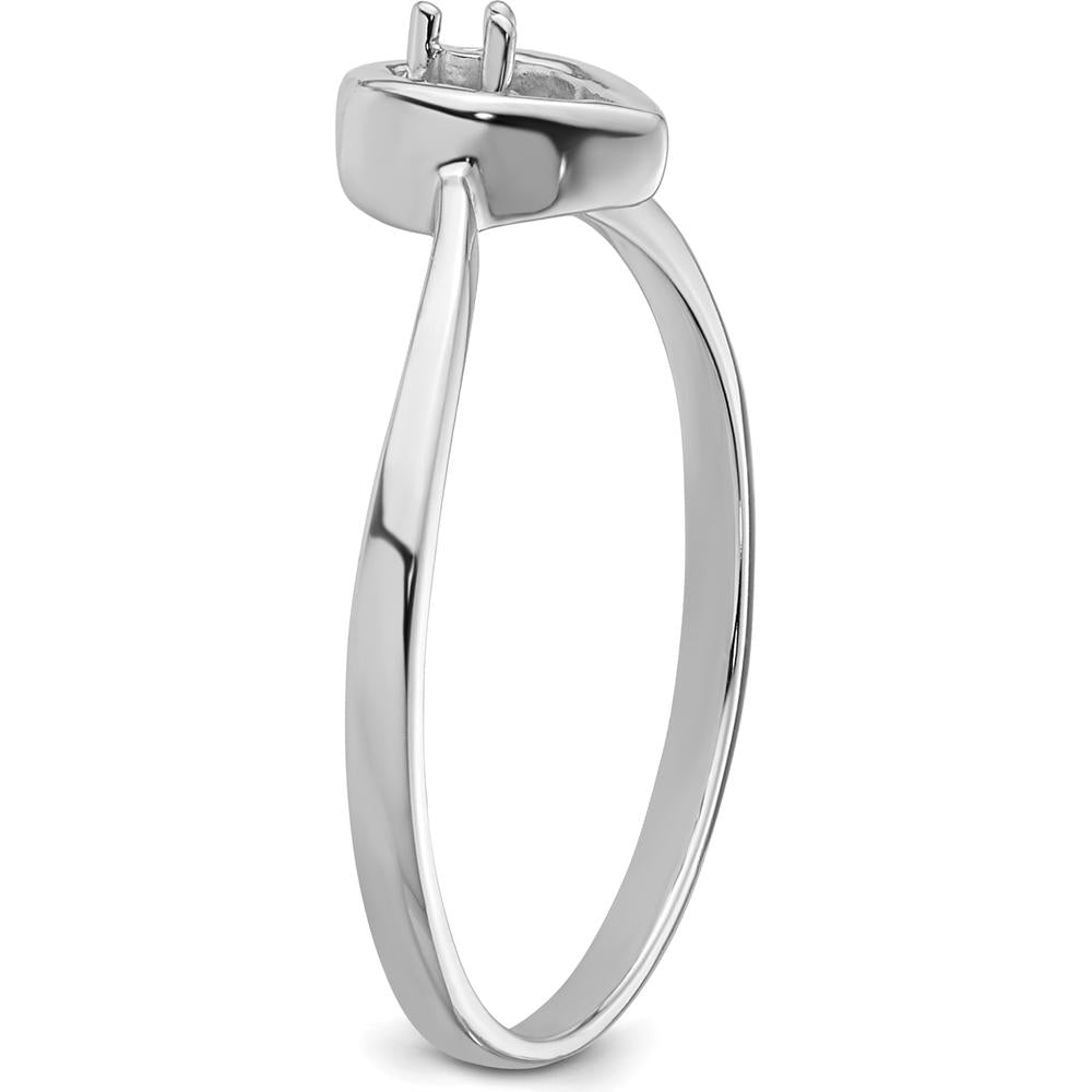 14K White Gold Open Heart Ring with 0.02 Carat Diamond Accent by Oro Pregiato