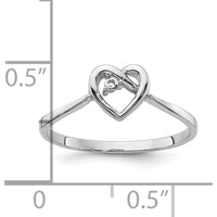 14K White Gold Open Heart Ring with 0.02 Carat Diamond Accent by Oro Pregiato