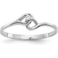 14K White Gold Open Heart Ring with Round Prong-Set Diamond - 0.017 Carat Natural Diamond by Monteluci Fine Jewelry