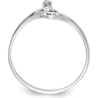 14K White Gold Open Heart Ring with Round Prong-Set Diamond - 0.017 Carat Natural Diamond by Monteluci Fine Jewelry