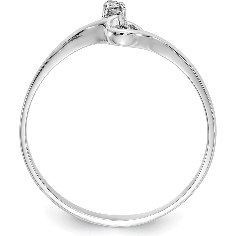 14K White Gold Open Heart Ring with Round Prong-Set Diamond - 0.017 Carat Natural Diamond by Monteluci Fine Jewelry