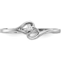 14K White Gold Open Heart Ring with Round Prong-Set Diamond - 0.017 Carat Natural Diamond by Monteluci Fine Jewelry