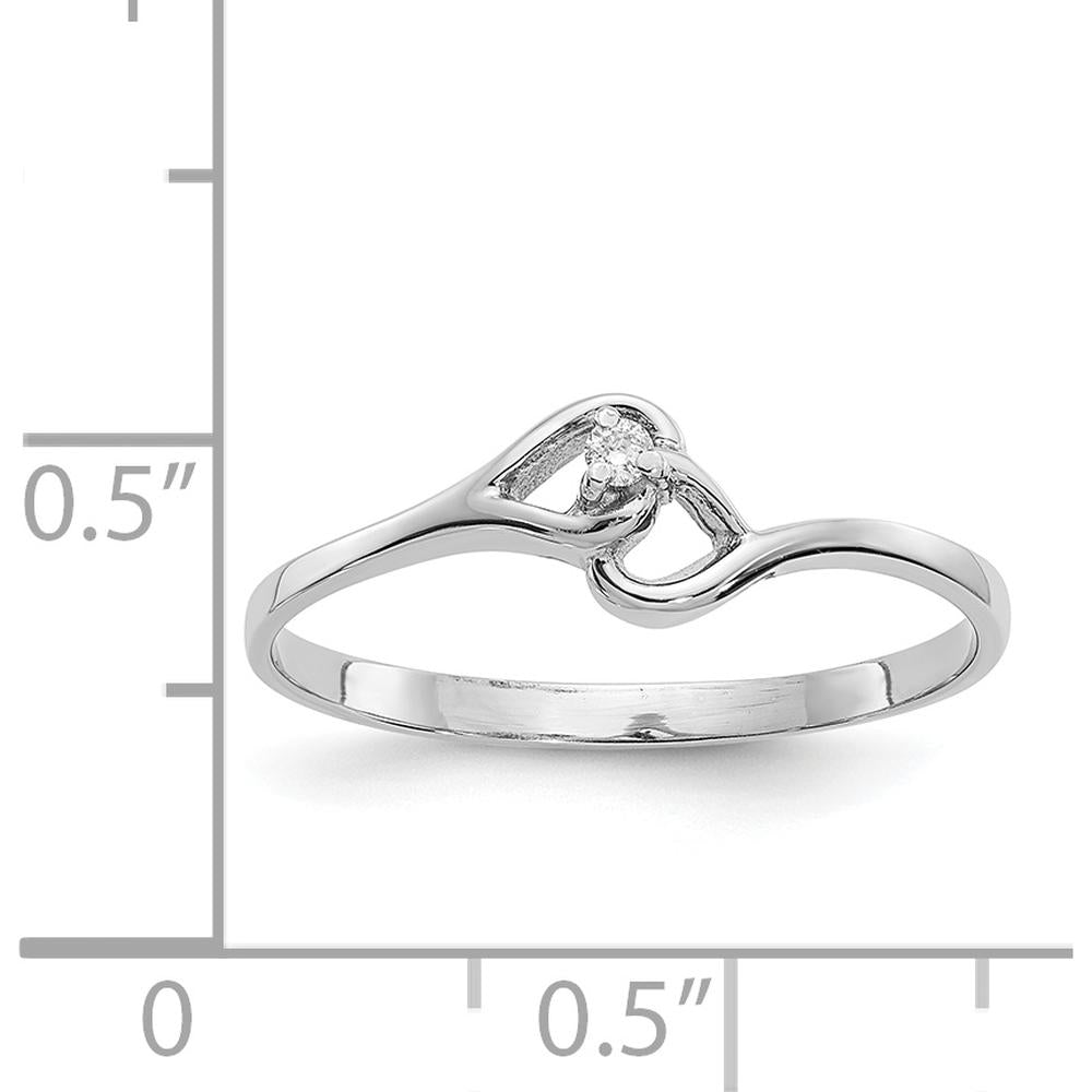 14K White Gold Open Heart Ring with Round Prong-Set Diamond - 0.017 Carat Natural Diamond by Monteluci Fine Jewelry